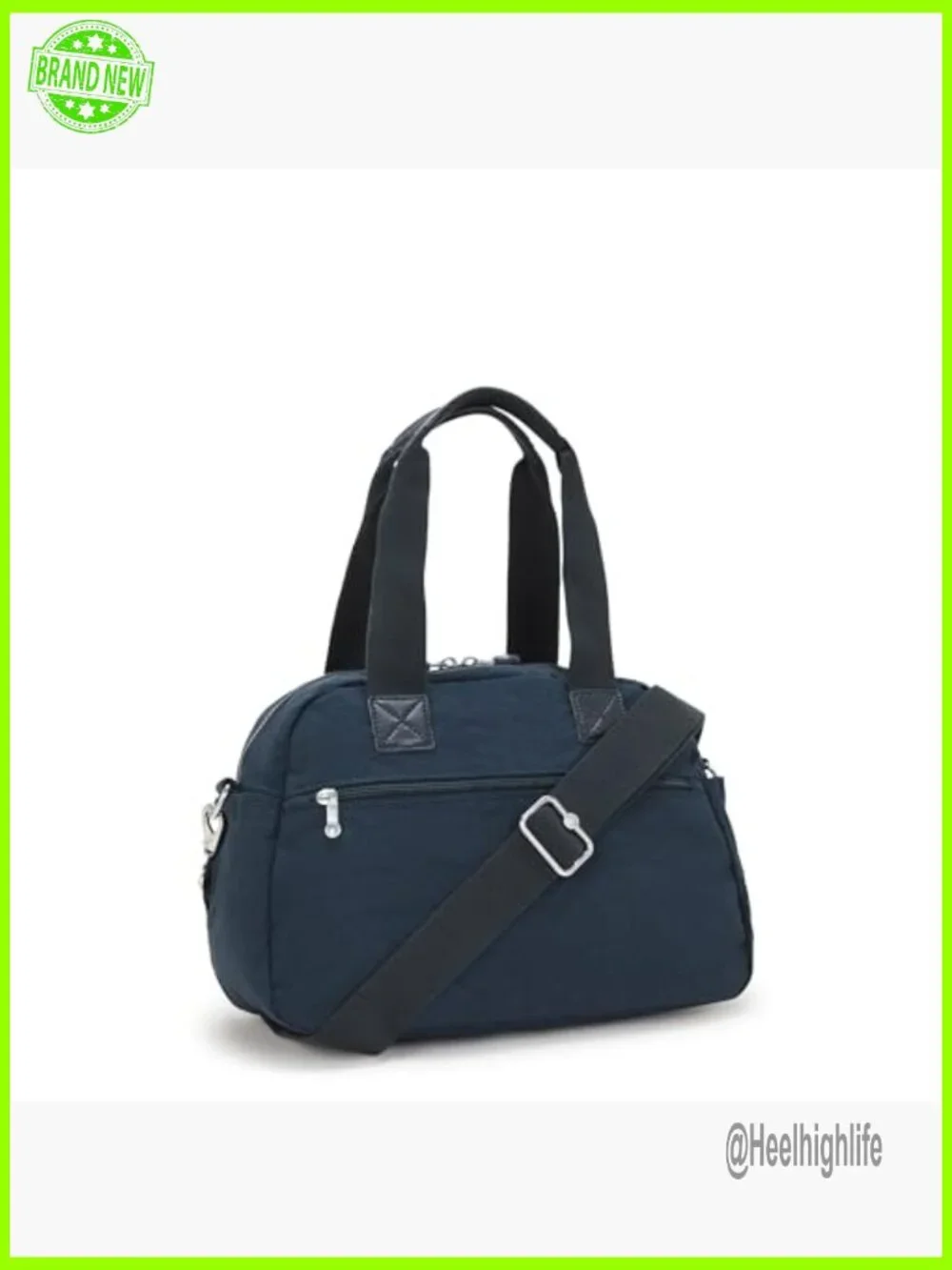 Nylon Shoulder Bag with Zipper Closure and 3 Compartments
